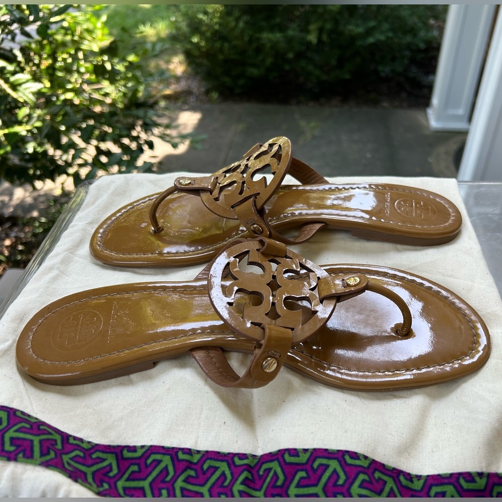Tory Burch Tan Miller Sandals Classic Leather Design